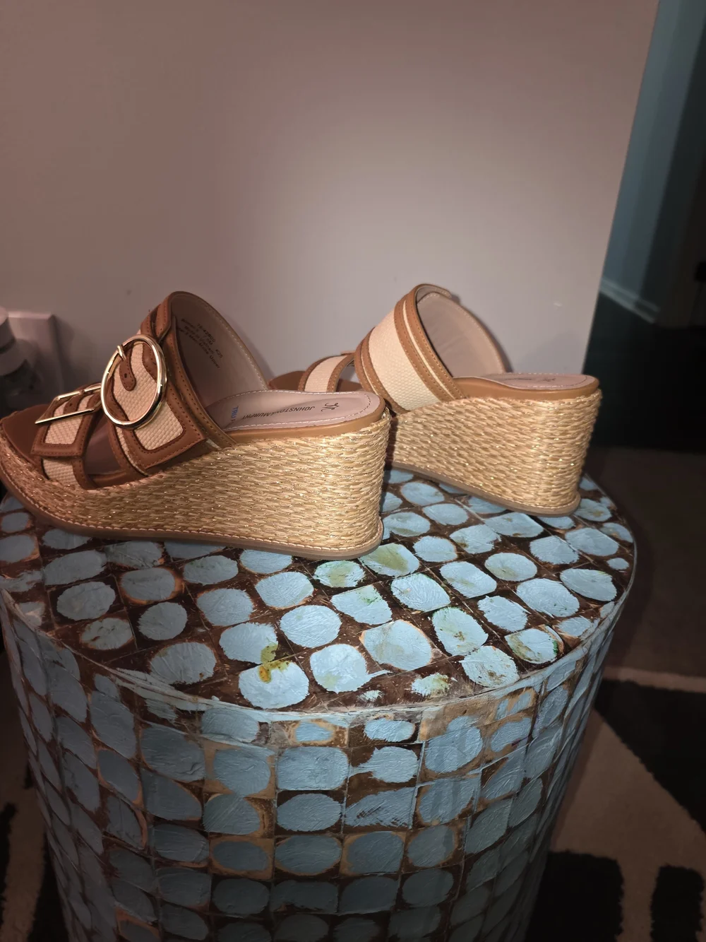Kork Ease Women’s Raya Tan Espadrille Platform Slide Sandals with Buckle Straps